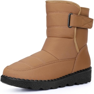 image:imageAllegra K Women Winter Adjustable Flat Pull on Snow Boots  18inch heel Hook amp Loop closure Comfy for daily wear Adjustable fit Easy pullon style Nonslip outsoleBrown