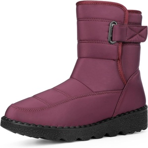 image:imageAllegra K Women Winter Adjustable Flat Pull on Snow Boots  18inch heel Hook amp Loop closure Comfy for daily wear Adjustable fit Easy pullon style Nonslip outsoleBurgundy