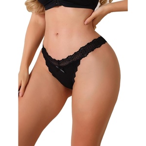 image:imageAllegra K Womens Low Waist Panties Briefs Floral Lace Breathable ThongsBlack