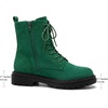 image:imageAllegra K Womens Combat Boots Ankle Booties Laceup Platform Zipper Lug Sole Boots Ankle BootsGreen