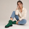 image:imageAllegra K Womens Combat Boots Ankle Booties Laceup Platform Zipper Lug Sole Boots Ankle BootsGreen