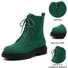 image:imageAllegra K Womens Combat Boots Ankle Booties Laceup Platform Zipper Lug Sole Boots Ankle BootsGreen