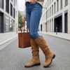image:imageAllegra K Women Soft Cushioned NonSlip Flat No Heel Knee High Boots  TPR Outsole Breathable Snow and mud protection Rear height 118 inches Front height 039 inchesKhaki
