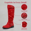 image:imageAllegra K Women Soft Cushioned NonSlip Flat No Heel Knee High Boots  TPR Outsole Breathable Snow and mud protection Rear height 118 inches Front height 039 inchesRed