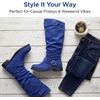 image:imageAllegra K Women Soft Cushioned NonSlip Flat No Heel Knee High Boots  TPR Outsole Breathable Snow and mud protection Rear height 118 inches Front height 039 inchesBlue