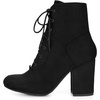 image:imageAllegra K Womens Lace Up Chunky Heel Ankle Booties  Laceup ankle boots Comfortable chunky block heel Round toe front eyelet laces Vintage fall readyBlack