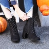 image:imageAllegra K Womens Lace Up Chunky Heel Ankle Booties  Laceup ankle boots Comfortable chunky block heel Round toe front eyelet laces Vintage fall readyBlack