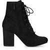 image:imageAllegra K Womens Lace Up Chunky Heel Ankle Booties  Laceup ankle boots Comfortable chunky block heel Round toe front eyelet laces Vintage fall readyBlack