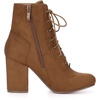 image:imageAllegra K Womens Lace Up Chunky Heel Ankle Booties  Laceup ankle boots Comfortable chunky block heel Round toe front eyelet laces Vintage fall readyBrown
