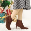 image:imageAllegra K Womens Lace Up Chunky Heel Ankle Booties  Laceup ankle boots Comfortable chunky block heel Round toe front eyelet laces Vintage fall readyDark Brown