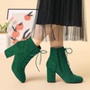 image:imageAllegra K Womens Lace Up Chunky Heel Ankle Booties  Laceup ankle boots Comfortable chunky block heel Round toe front eyelet laces Vintage fall readyEmerald Green