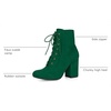 image:imageAllegra K Womens Lace Up Chunky Heel Ankle Booties  Laceup ankle boots Comfortable chunky block heel Round toe front eyelet laces Vintage fall readyEmerald Green