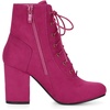 image:imageAllegra K Womens Lace Up Chunky Heel Ankle Booties  Laceup ankle boots Comfortable chunky block heel Round toe front eyelet laces Vintage fall readyHot Pink