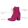 image:imageAllegra K Womens Lace Up Chunky Heel Ankle Booties  Laceup ankle boots Comfortable chunky block heel Round toe front eyelet laces Vintage fall readyHot Pink