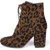 image:imageAllegra K Womens Lace Up Chunky Heel Ankle Booties  Laceup ankle boots Comfortable chunky block heel Round toe front eyelet laces Vintage fall readyLeopard