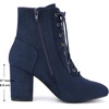 image:imageAllegra K Womens Lace Up Chunky Heel Ankle Booties  Laceup ankle boots Comfortable chunky block heel Round toe front eyelet laces Vintage fall readyNavy Blue