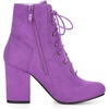 image:imageAllegra K Womens Lace Up Chunky Heel Ankle Booties  Laceup ankle boots Comfortable chunky block heel Round toe front eyelet laces Vintage fall readyPurple