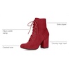 image:imageAllegra K Womens Lace Up Chunky Heel Ankle Booties  Laceup ankle boots Comfortable chunky block heel Round toe front eyelet laces Vintage fall readyRed