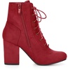 image:imageAllegra K Womens Lace Up Chunky Heel Ankle Booties  Laceup ankle boots Comfortable chunky block heel Round toe front eyelet laces Vintage fall readyRed