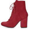 image:imageAllegra K Womens Lace Up Chunky Heel Ankle Booties  Laceup ankle boots Comfortable chunky block heel Round toe front eyelet laces Vintage fall readyRed