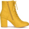 image:imageAllegra K Womens Lace Up Chunky Heel Ankle Booties  Laceup ankle boots Comfortable chunky block heel Round toe front eyelet laces Vintage fall readyYellow
