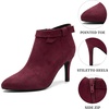 image:imageAllegra K Womens Pointed Toe Zipper Stiletto Heels Ankle BootiesBurgundy