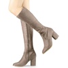 image:imageAllegra K Womens Side Zipper Chunky Heel Knee High Boots  3 17 inches Heel Boot with Side Zip Faux Suede Round Toe Comfort Fall Winter Knee Boots Casual OfficeTaupe