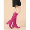 image:imageAllegra K Womens Side Zipper Chunky Heel Knee High Boots  3 17 inches Heel Boot with Side Zip Faux Suede Round Toe Comfort Fall Winter Knee Boots Casual OfficeHot Pink