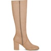 image:imageAllegra K Womens Side Zipper Chunky Heel Knee High Boots  3 17 inches Heel Boot with Side Zip Faux Suede Round Toe Comfort Fall Winter Knee Boots Casual OfficeKhaki