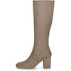 image:imageAllegra K Womens Side Zipper Chunky Heel Knee High Boots  3 17 inches Heel Boot with Side Zip Faux Suede Round Toe Comfort Fall Winter Knee Boots Casual OfficeTaupe