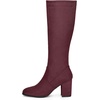 image:imageAllegra K Womens Side Zipper Chunky Heel Knee High Boots  3 17 inches Heel Boot with Side Zip Faux Suede Round Toe Comfort Fall Winter Knee Boots Casual OfficeBurgundy