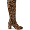 image:imageAllegra K Womens Side Zipper Chunky Heel Knee High Boots  3 17 inches Heel Boot with Side Zip Faux Suede Round Toe Comfort Fall Winter Knee Boots Casual OfficeLeopard