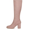 image:imageAllegra K Womens Side Zipper Chunky Heel Knee High Boots  3 17 inches Heel Boot with Side Zip Faux Suede Round Toe Comfort Fall Winter Knee Boots Casual OfficeDust Pink