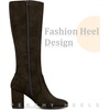 image:imageAllegra K Womens Side Zipper Chunky Heel Knee High Boots  3 17 inches Heel Boot with Side Zip Faux Suede Round Toe Comfort Fall Winter Knee Boots Casual OfficeDark Coffee