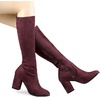 image:imageAllegra K Womens Side Zipper Chunky Heel Knee High Boots  3 17 inches Heel Boot with Side Zip Faux Suede Round Toe Comfort Fall Winter Knee Boots Casual OfficeBurgundy