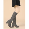 image:imageAllegra K Womens Side Zipper Chunky Heel Knee High Boots  3 17 inches Heel Boot with Side Zip Faux Suede Round Toe Comfort Fall Winter Knee Boots Casual OfficeGrey