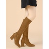image:imageAllegra K Womens Side Zipper Chunky Heel Knee High Boots  3 17 inches Heel Boot with Side Zip Faux Suede Round Toe Comfort Fall Winter Knee Boots Casual OfficeBrown