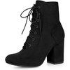 image:imageAllegra K Womens Lace Up Chunky Heel Ankle Booties  Laceup ankle boots Comfortable chunky block heel Round toe front eyelet laces Vintage fall readyBlack