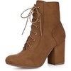 image:imageAllegra K Womens Lace Up Chunky Heel Ankle Booties  Laceup ankle boots Comfortable chunky block heel Round toe front eyelet laces Vintage fall readyBrown
