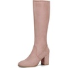 image:imageAllegra K Womens Side Zipper Chunky Heel Knee High Boots  3 17 inches Heel Boot with Side Zip Faux Suede Round Toe Comfort Fall Winter Knee Boots Casual OfficeDust Pink