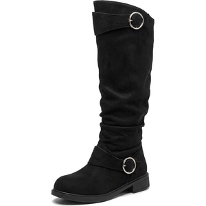 image:imageAllegra K Women Soft Cushioned NonSlip Flat No Heel Knee High Boots  TPR Outsole Breathable Snow and mud protection Rear height 118 inches Front height 039 inchesBlack