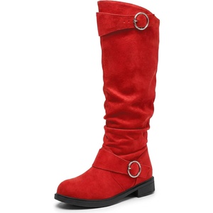 image:imageAllegra K Women Soft Cushioned NonSlip Flat No Heel Knee High Boots  TPR Outsole Breathable Snow and mud protection Rear height 118 inches Front height 039 inchesRed