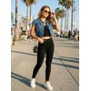 image:imageAllegra K Womens Cropped Denim Jacket Top Short Sleeve Summer Jean Jackets  Cap Sleeves Button Down for Casual Daily Layering Trendy 2026 OutfitsBlue