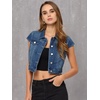 image:imageAllegra K Womens Cropped Denim Jacket Top Short Sleeve Summer Jean Jackets  Cap Sleeves Button Down for Casual Daily Layering Trendy 2026 OutfitsBlue