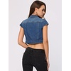 image:imageAllegra K Womens Cropped Denim Jacket Top Short Sleeve Summer Jean Jackets  Cap Sleeves Button Down for Casual Daily Layering Trendy 2026 OutfitsBlue