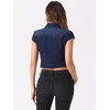 image:imageAllegra K Womens Cropped Denim Jacket Top Short Sleeve Summer Jean Jackets  Cap Sleeves Button Down for Casual Daily Layering Trendy 2026 OutfitsDeep Blue