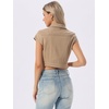 image:imageAllegra K Womens Cropped Denim Jacket Top Short Sleeve Summer Jean Jackets  Cap Sleeves Button Down for Casual Daily Layering Trendy 2026 OutfitsKhaki