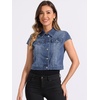 image:imageAllegra K Womens Cropped Denim Jacket Top Short Sleeve Summer Jean Jackets  Cap Sleeves Button Down for Casual Daily Layering Trendy 2026 OutfitsMblue