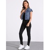 image:imageAllegra K Womens Cropped Denim Jacket Top Short Sleeve Summer Jean Jackets  Cap Sleeves Button Down for Casual Daily Layering Trendy 2026 OutfitsMblue