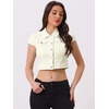 image:imageAllegra K Womens Cropped Denim Jacket Top Short Sleeve Summer Jean Jackets  Cap Sleeves Button Down for Casual Daily Layering Trendy 2026 OutfitsOyster